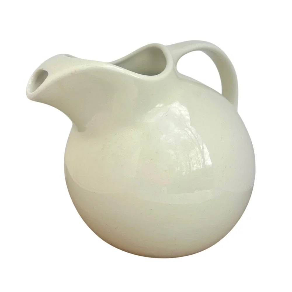 Ball Pitcher Hall China 633 Ivory Ceramic Mid Century Modern Made in USA Vintage